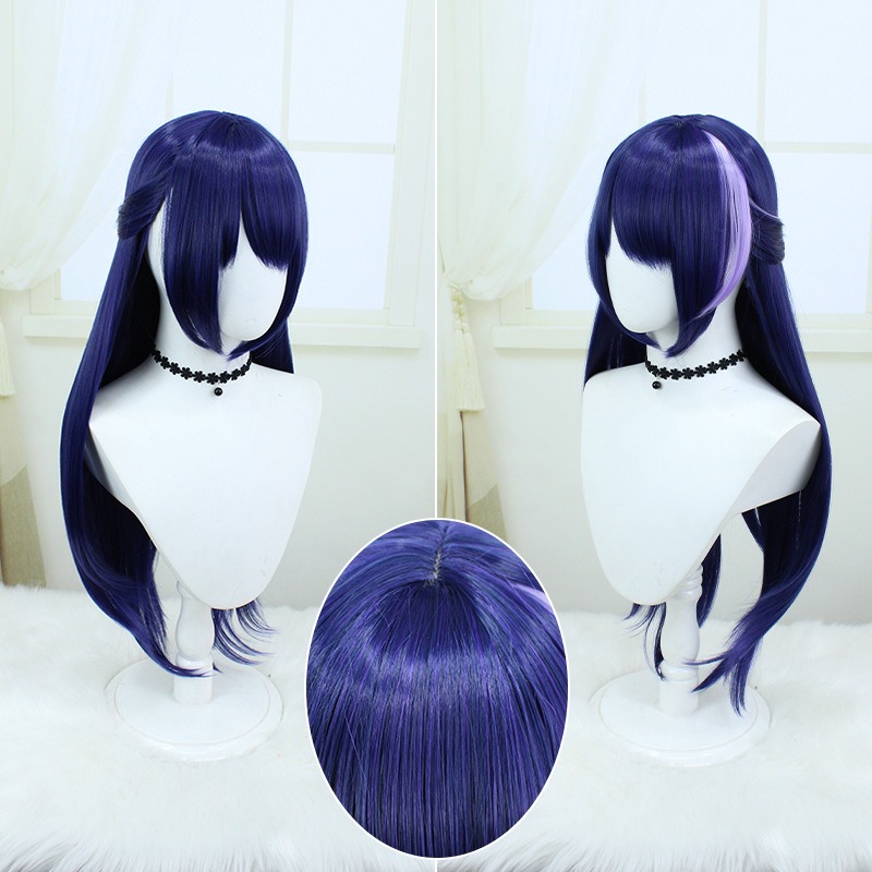 Vault Verve Railroad Yellow Springs 80CM Wig - Mystical Dark Purple, Striking Straight Locks for Cosmic Cosplay