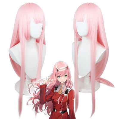 DARLING in the FRANXX Cosplay Wig Strelizia  Zero Two National Team Heroine Pink Long Straight Hair 100cm