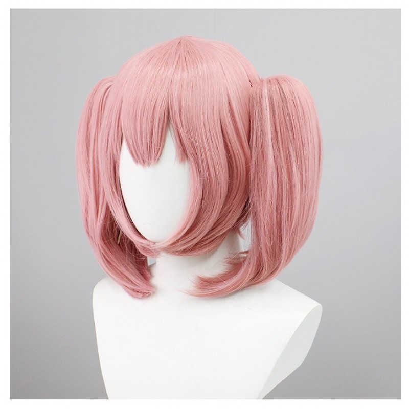 Puella Magi Madoka Magica Cosplay Wig - Homura Akemi Block Amulet Pink Short Twin Tail 33cm