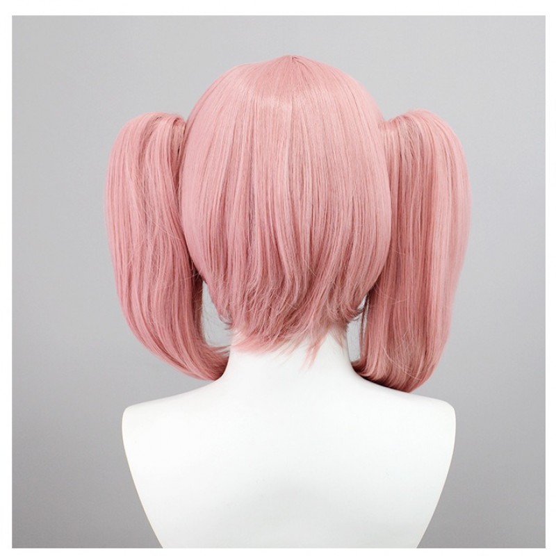 Puella Magi Madoka Magica Cosplay Wig - Homura Akemi Block Amulet Pink Short Twin Tail 33cm