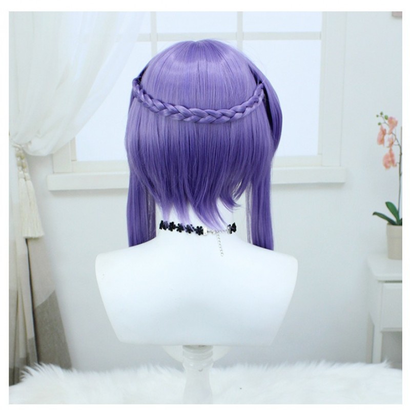 Genshin Impact  | Shinoa Hiiragi Cosplay Wig Pale Lavender Realistic Braided Pigtails 40cm