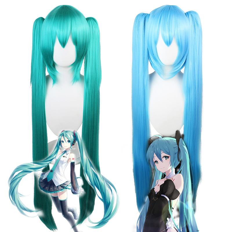 Hatsune Miku |  Cosplay Wig Blue Twin Tails with Tiger Clip Long Straight Hair 110cm