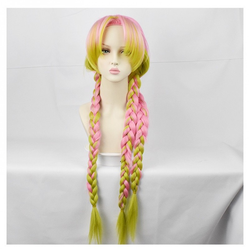 Demon Slayer Mitsuri Kanroji Gradient Color Braided COS Wig 90cm