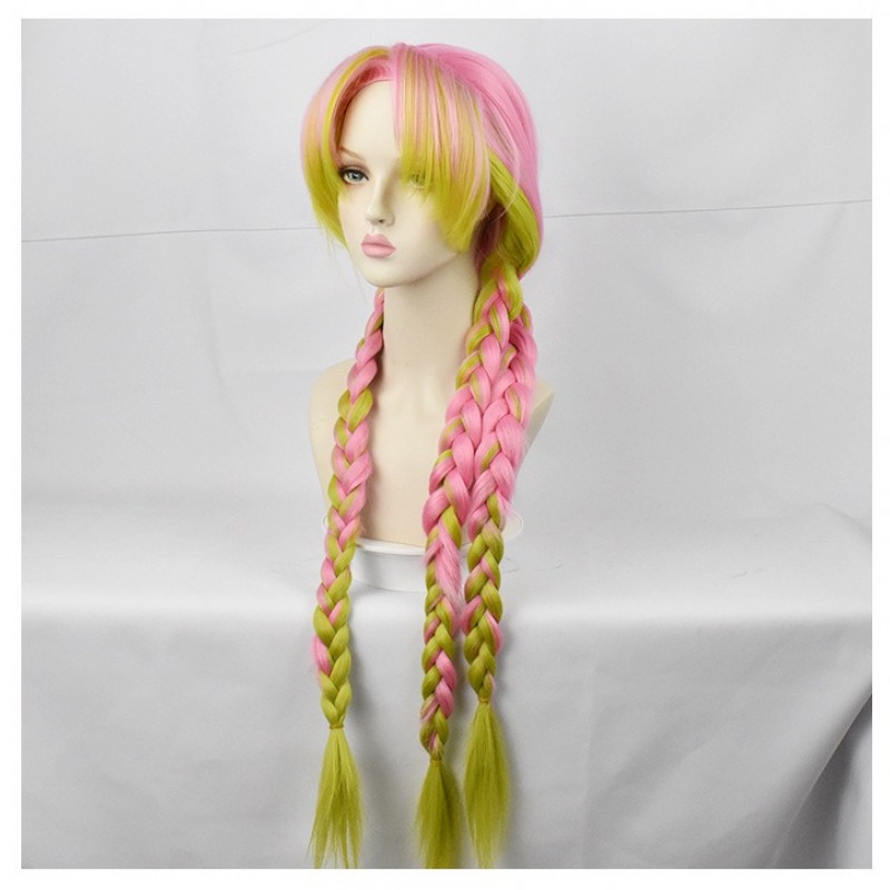 Demon Slayer Mitsuri Kanroji Gradient Color Braided COS Wig 90cm