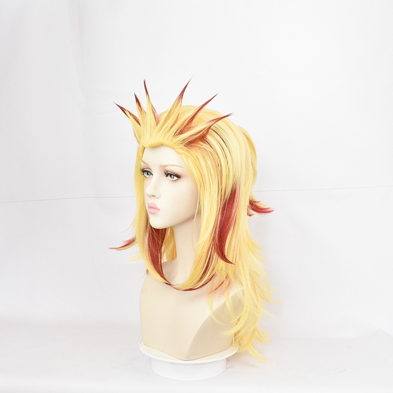 Demon Slayer Kimetsu no Yaiba Rengoku Kyojuro Yellow to Red Gradient Flippy Ponytail COS Wig 