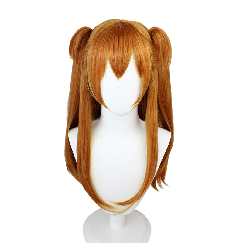 Evangelion New Century Apocalypse Cosplay Wig Asuka Orange Twin Tail 65cm