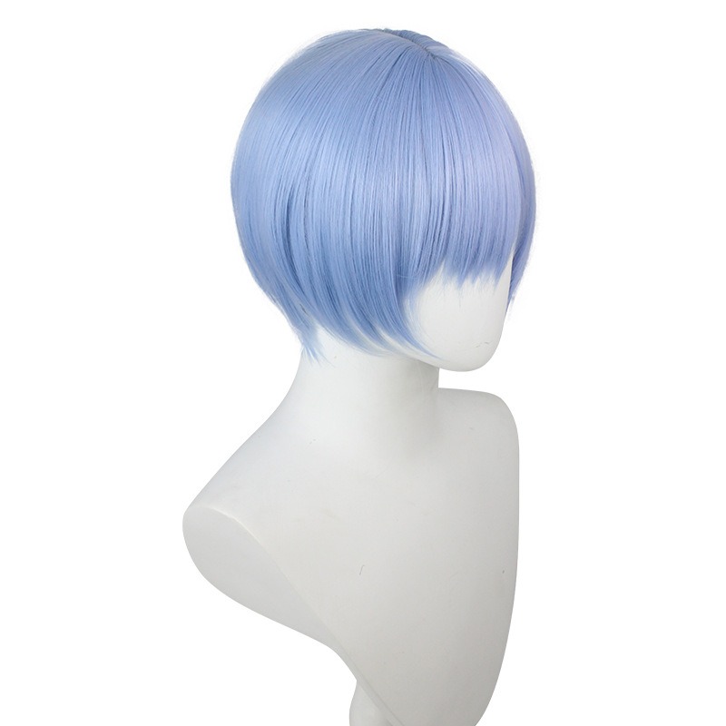 Evangelion Rei Ayanami Light Blue Short Hair with Scalp COS Wig 30cm