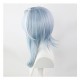 Genshin Impact Eula Cosplay Wig - Blue and White Ombre with Highlights, Flip-up Style, and Irregular Sideburns