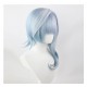 Genshin Impact Eula Cosplay Wig - Blue and White Ombre with Highlights, Flip-up Style, and Irregular Sideburns