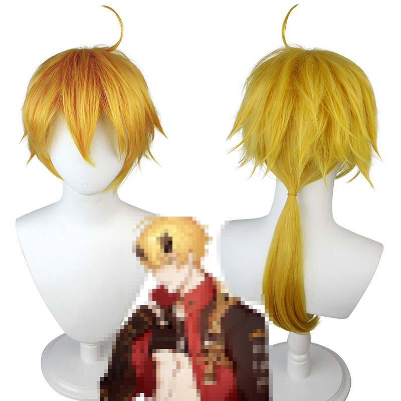 Genshin Impact |Inazuma City Thoma Cosplay Wig Yellow Ponytail 55cm