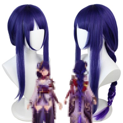 Genshin Impact |Raiden Shogun Purple Cosplay Wig Braided Ponytail 90cm