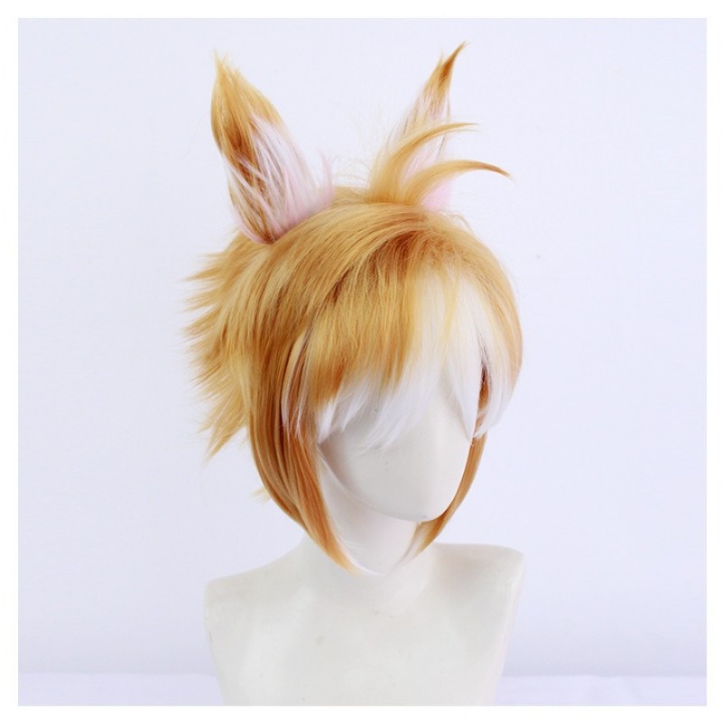 Genshin Impact  | Gorou Cosplay Wig  Rebellious Army Inazuma City Fluffy Top with Ears 30cm