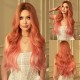 Pink Gradient Long Curls Center Part Big Waves Wig