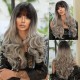 Gradient Silver Grey Long Big Wavy Wig