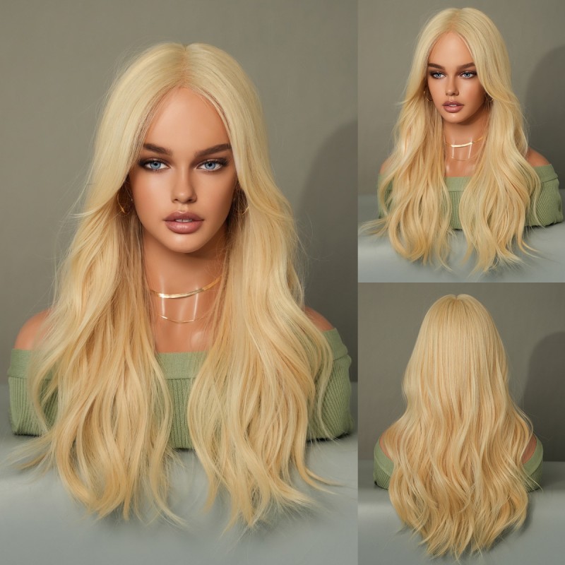 13 x4 Part Lace  Middle Part Light Blonde Hand-Tied Wig