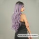 Ash Purple Long Wavy Wig with Root Color Synthetic Hair