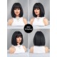 Black Straight Bangs Bob Cut Synthetic Wig