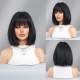 Black Straight Bangs Bob Cut Synthetic Wig