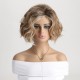 Brown Asymmetrical Bangs Fluffy Short Curl Wig