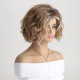 Brown Asymmetrical Bangs Fluffy Short Curl Wig