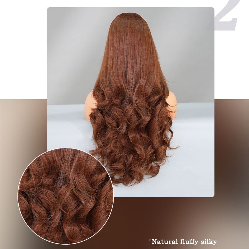 Brown Long Wavy Wig with Center Part