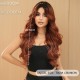 Caramel Brown Long Wavy Wig with Middle Part and Small T-Lace Hair