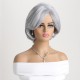 Cool Silver Off-center Part Short Curly Wig