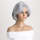 Cool Silver Off-center Part Short Curly Wig