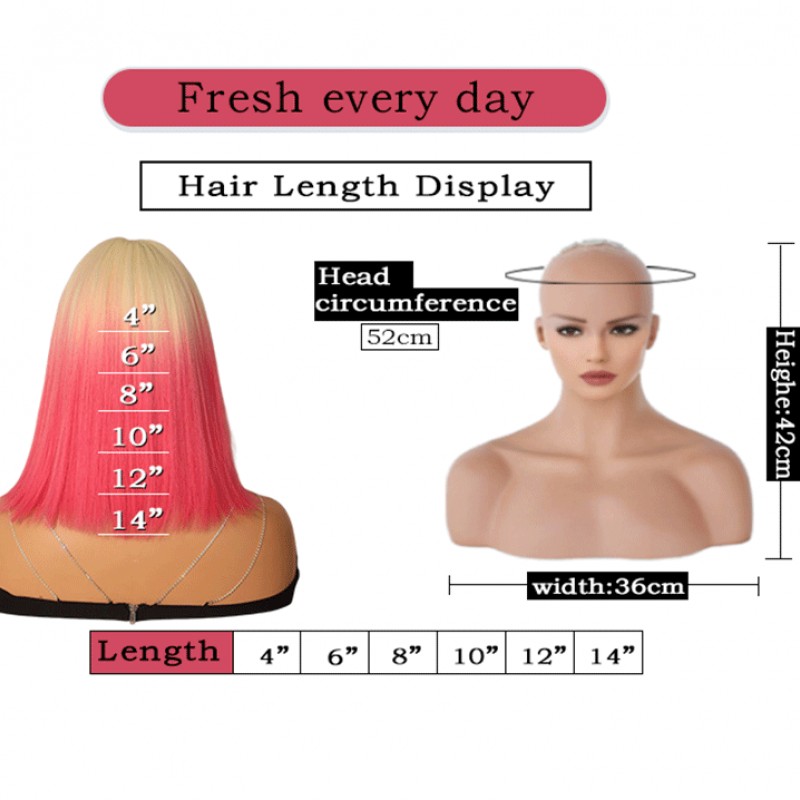 Dreamy Pink Gradient Short Straight Bob Wig with Lace Cap