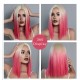 Dreamy Pink Gradient Short Straight Bob Wig with Lace Cap