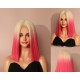 Dreamy Pink Gradient Short Straight Bob Wig with Lace Cap