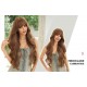 Honey Oolong Brown Super Long Wavy Curls with Straight Bangs Wig