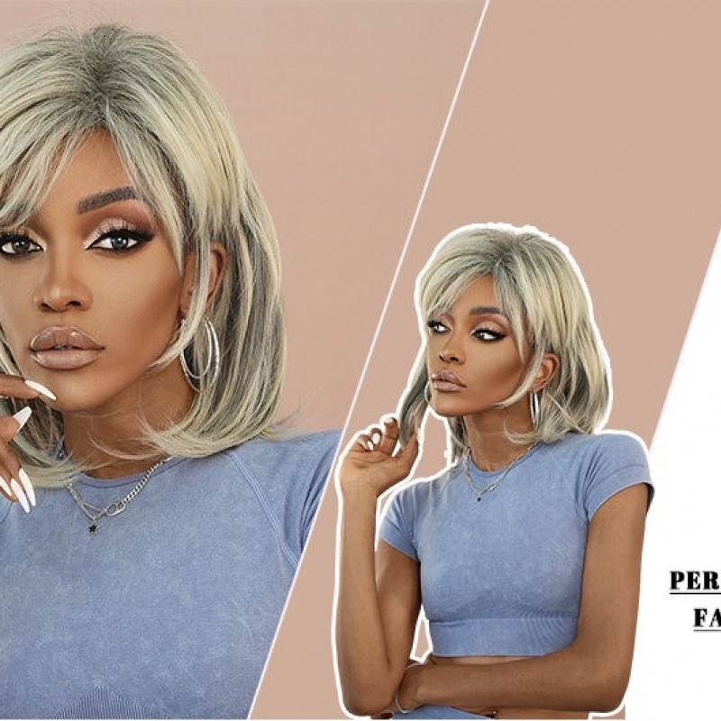 Grayish-Beige Wig for Black Women