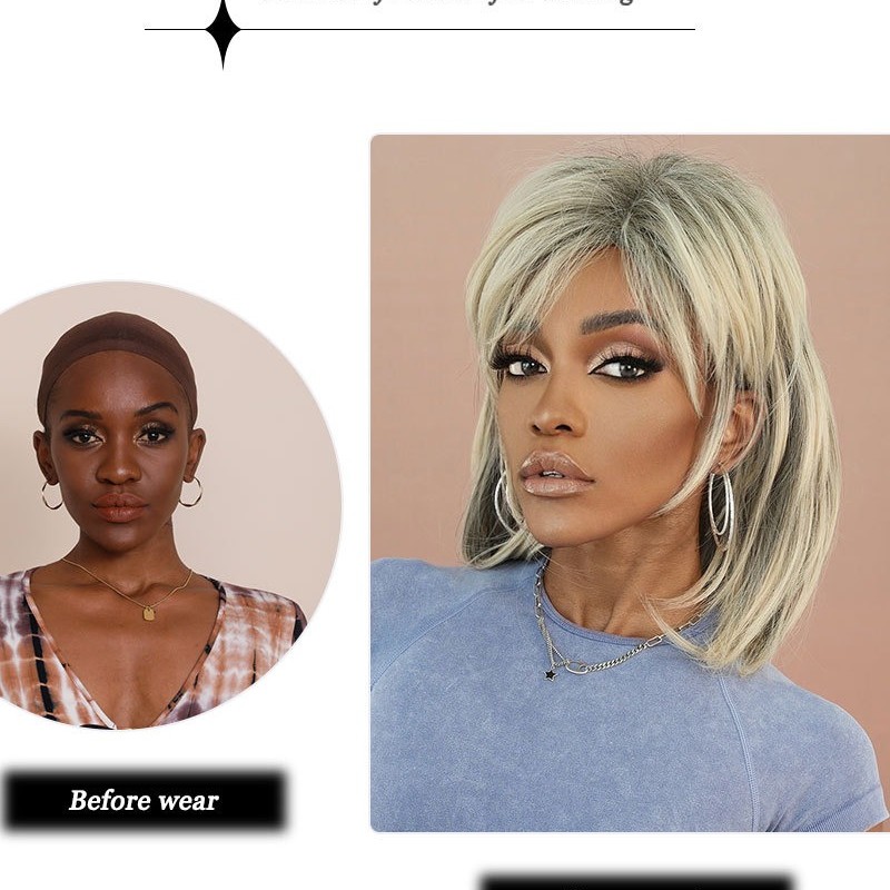 Grayish-Beige Wig for Black Women