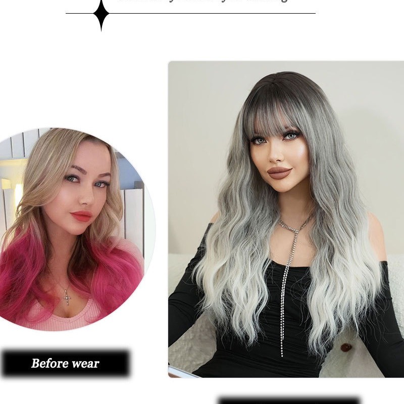 Gray Ombre Voluminous Waves Long Curl Wig