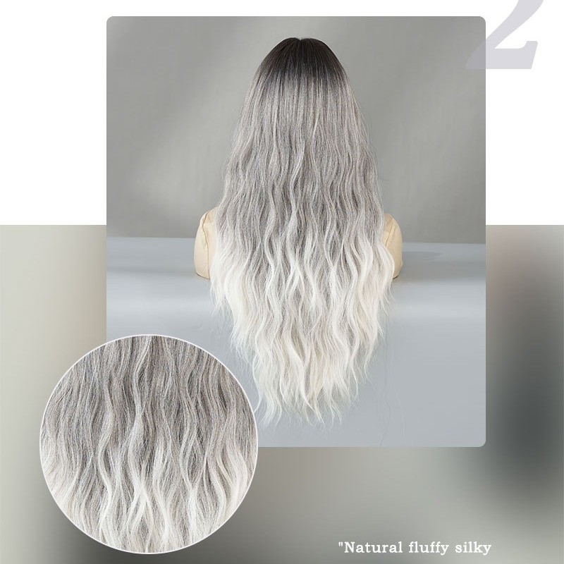 Gray Ombre Voluminous Waves Long Curl Wig