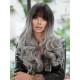 Gradient Silver Grey Long Big Wavy Wig