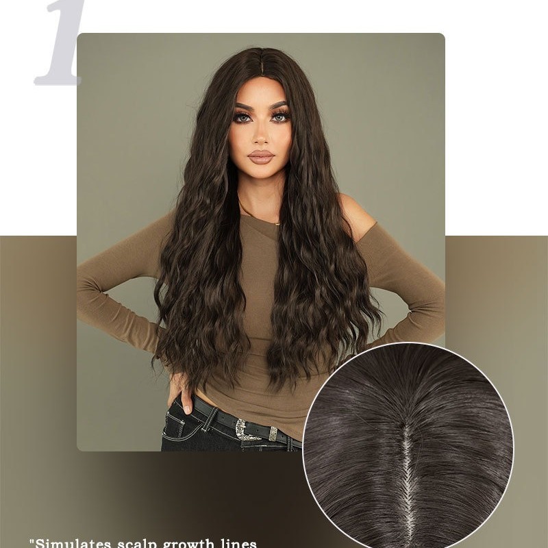 Long Black Wavy Wig with Center Part Synthetic Wig