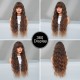 Long Dark Brown Water Wave Wig With Bang