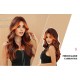 Long Curly Wig with Curtain Bangs and Flame Orange Highlights Synthetic Wig