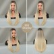 Long Straight Haired Middle Part Gray Gold Ombre Wig