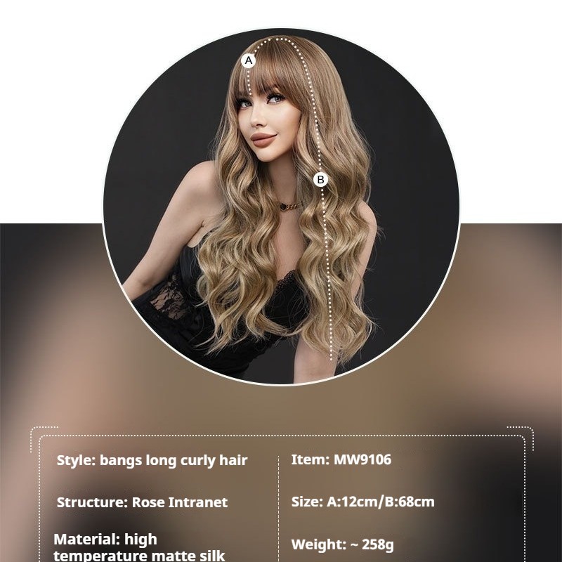 Layered Bangs Hazelnut Mocha Long Curly Wig