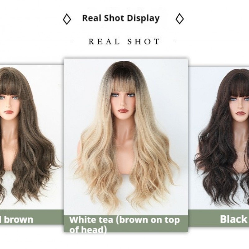 Gradient Brown Long Wavy Wig with Realistic Effect