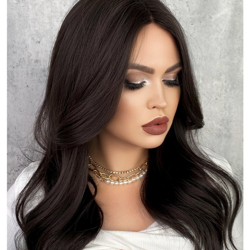 Middle Part Hand-Tied Lace Front Long Wavy Wig