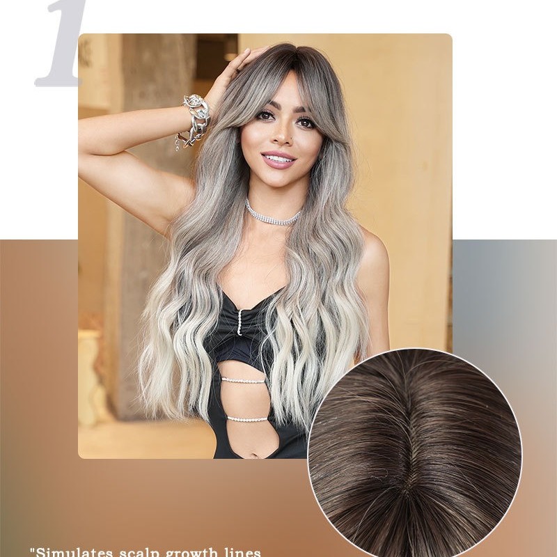 Milk Tea Brown With Bangs Voluminous Waves Wig