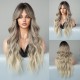 Long Wavy Wig with Misty Brown Tonal Bangs