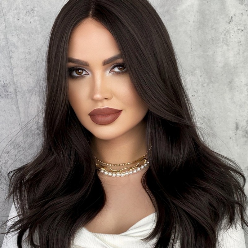 Middle Part Hand-Tied Lace Front Long Wavy Wig