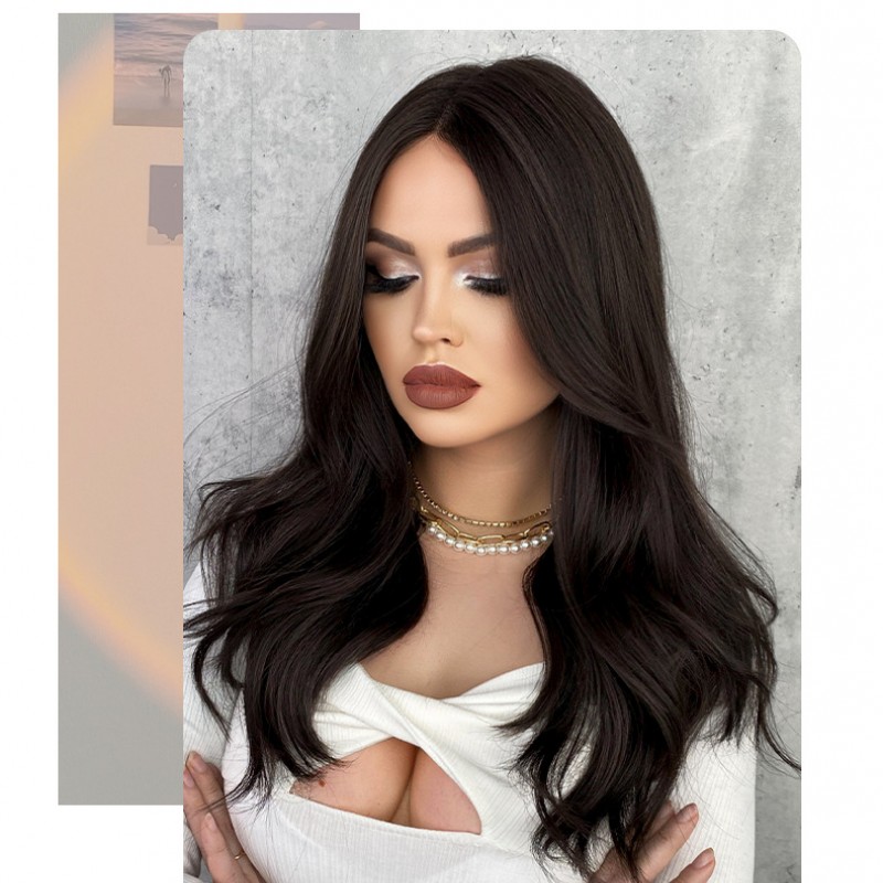 Middle Part Hand-Tied Lace Front Long Wavy Wig