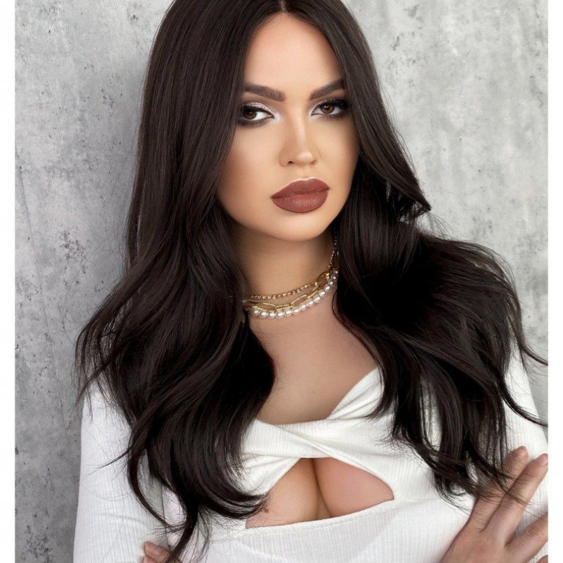 Middle Part Hand-Tied Lace Front Long Wavy Wig