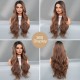 Mocha Brown Balayage Wavy Side-Part Lace Long Wig